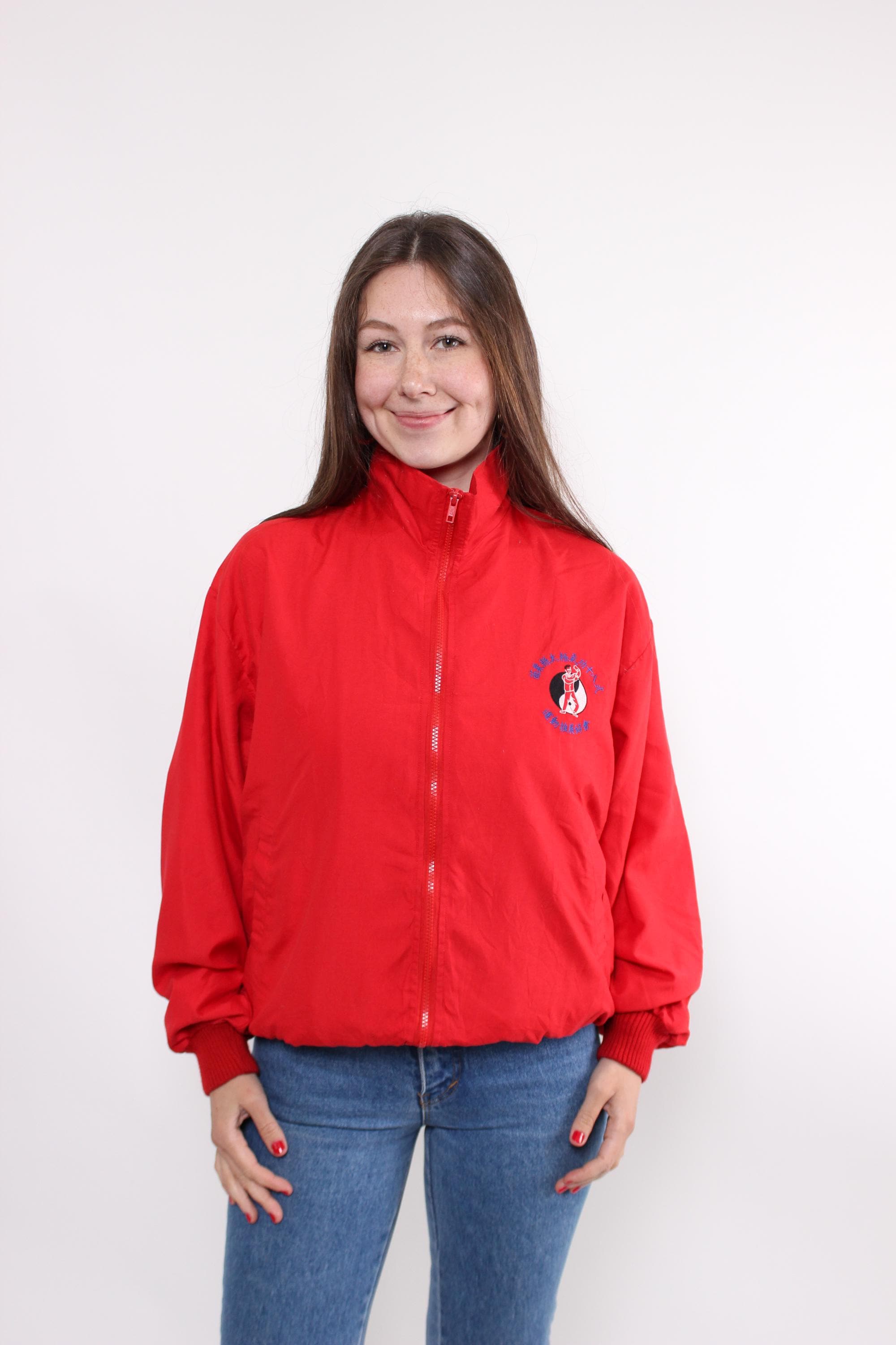 90年代のスポーツウェア、ボンバージャケット（赤）、ヴィンテージ