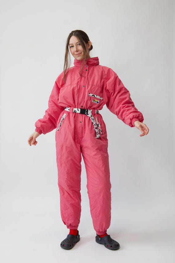 Vintage Look Pink Ski Suit One Piece Size M
