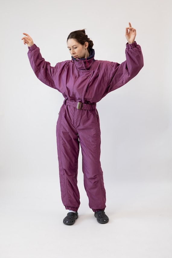 Vintage Belfe Purple Ski Suit One Piece Made in Italy Size L