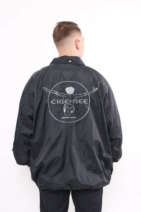 Vintage 90s Coach Jacket XXL Black Oversized Windbreaker Retro