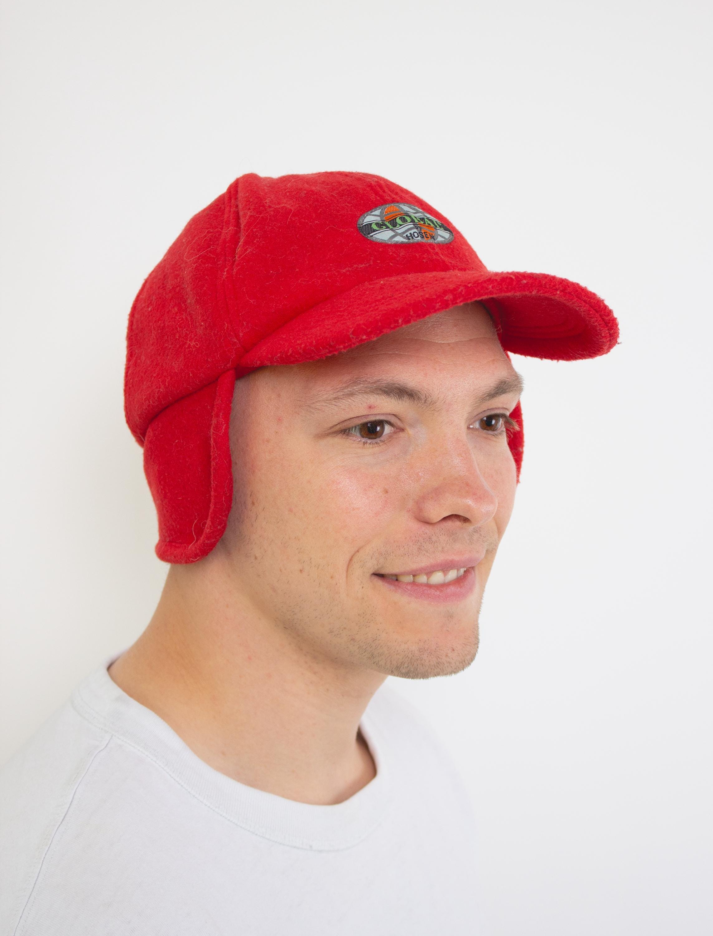 Vintage 90s Red Cap, Retro Winter Hat With Ear Flap - Etsy Israel