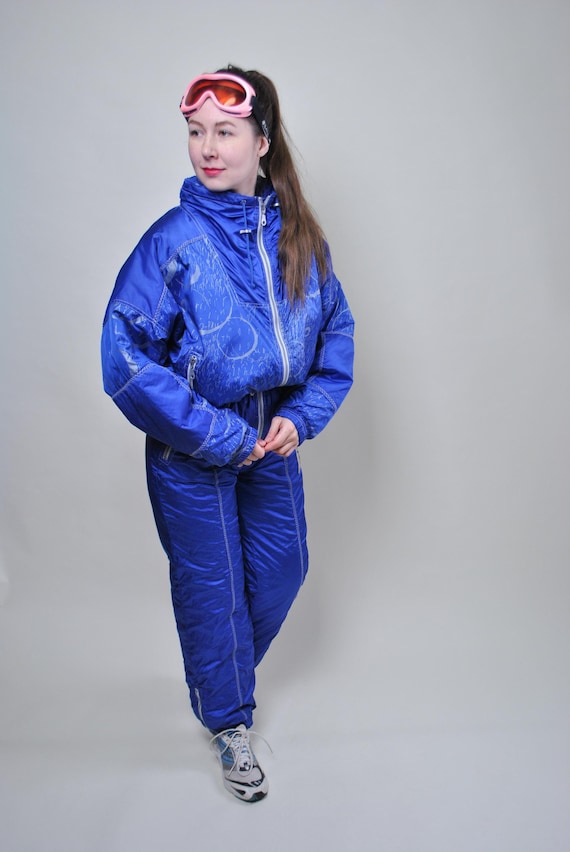 Vintage 90s One Piece Ski Suit Women’s Snowsuit, Retro Full Body Jumpsuit, Size M