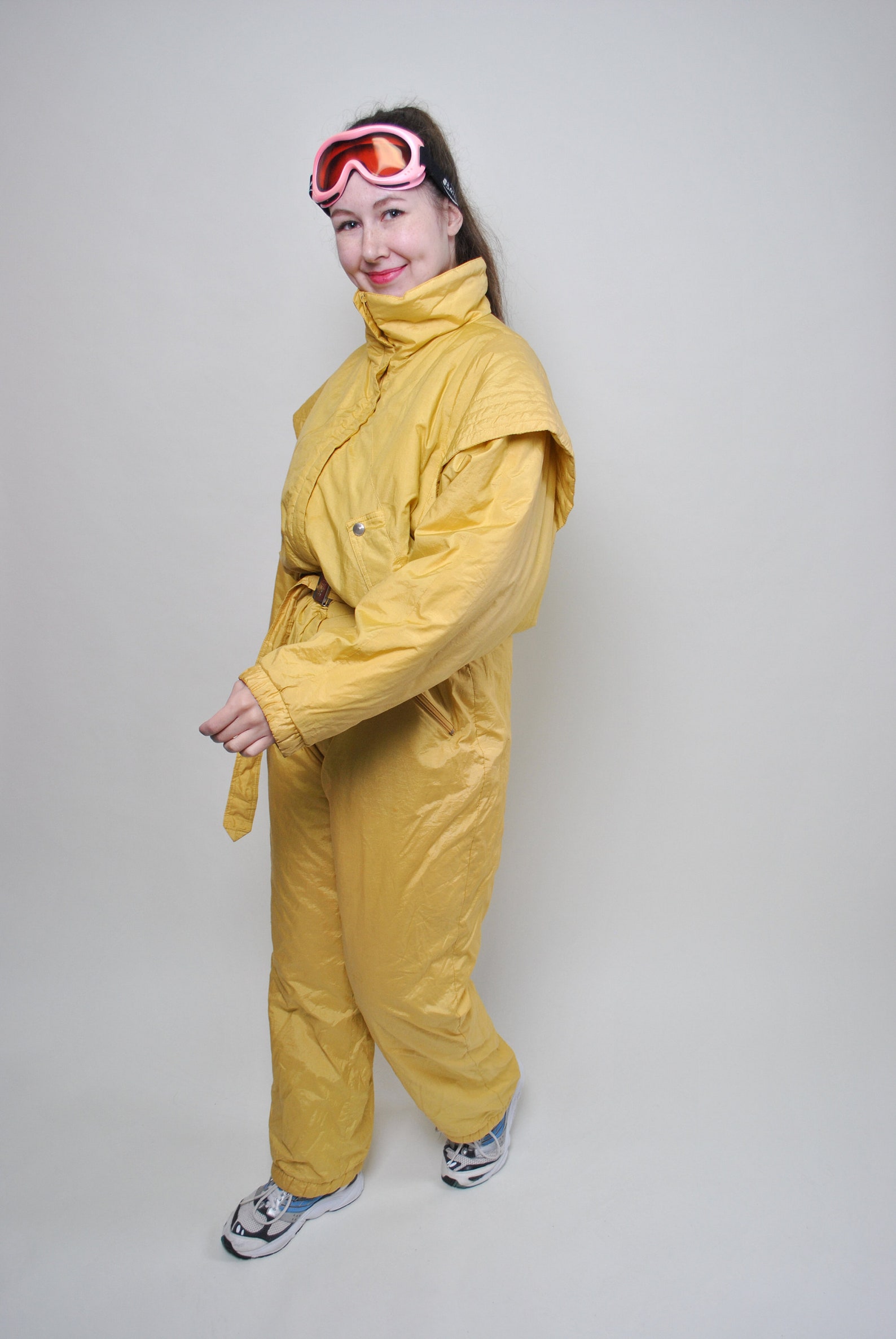 80s Yellow Ski Suit One Piece Snowsuit LARGE Size Vintage Etsy