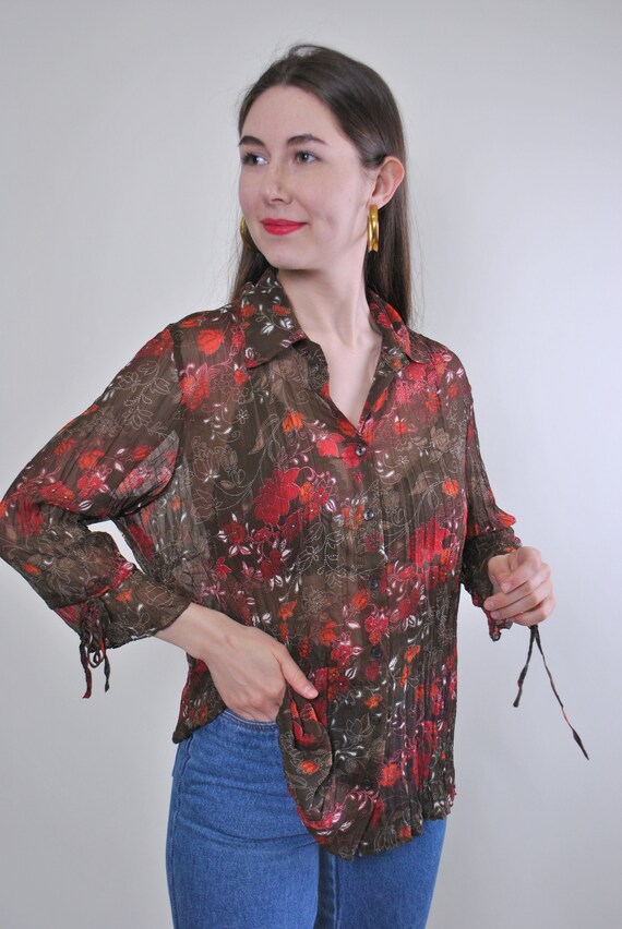 Blusas transparentes con flores sale