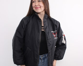 Vintage 90s Windbreaker, Black Color Women Athletic Jacket