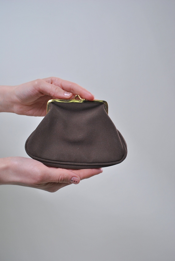 90s Vintage Brown Coin Purse: Retro Mini Bag