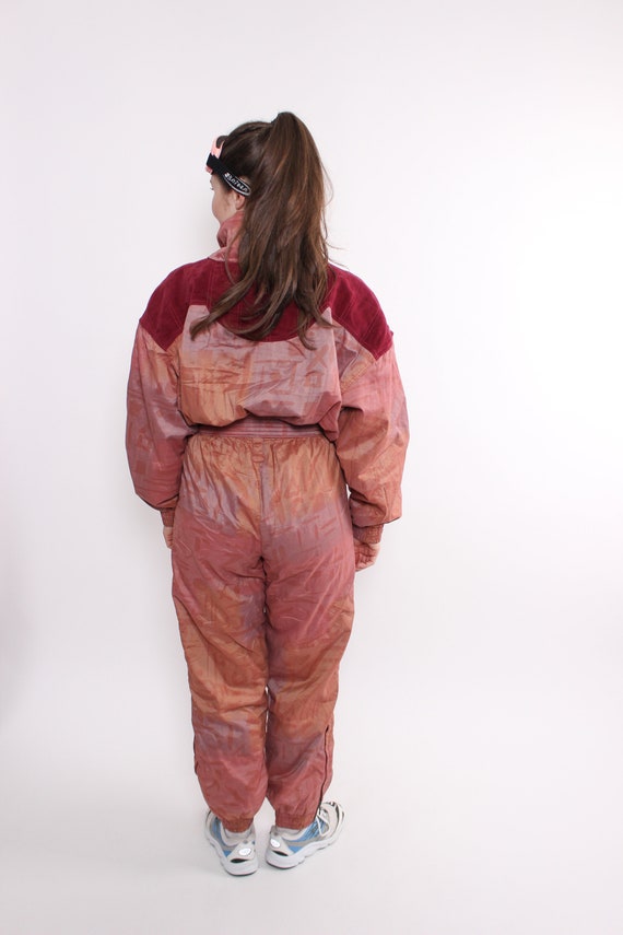 One piece ski suit, Vintage pink ski jumpsuit, re… - image 2