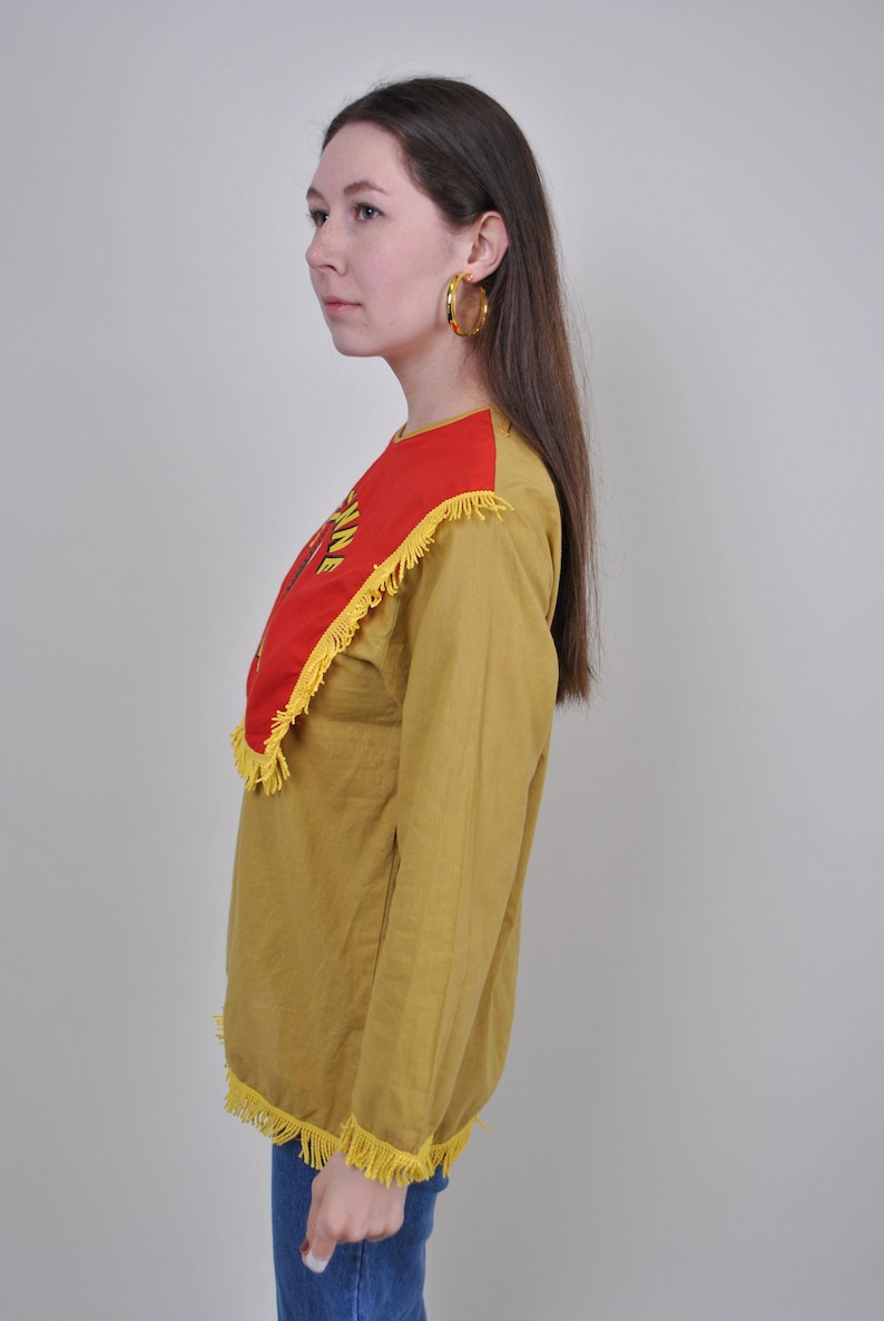 vintage indie heritage shirt 90s Native Americal costume Size M