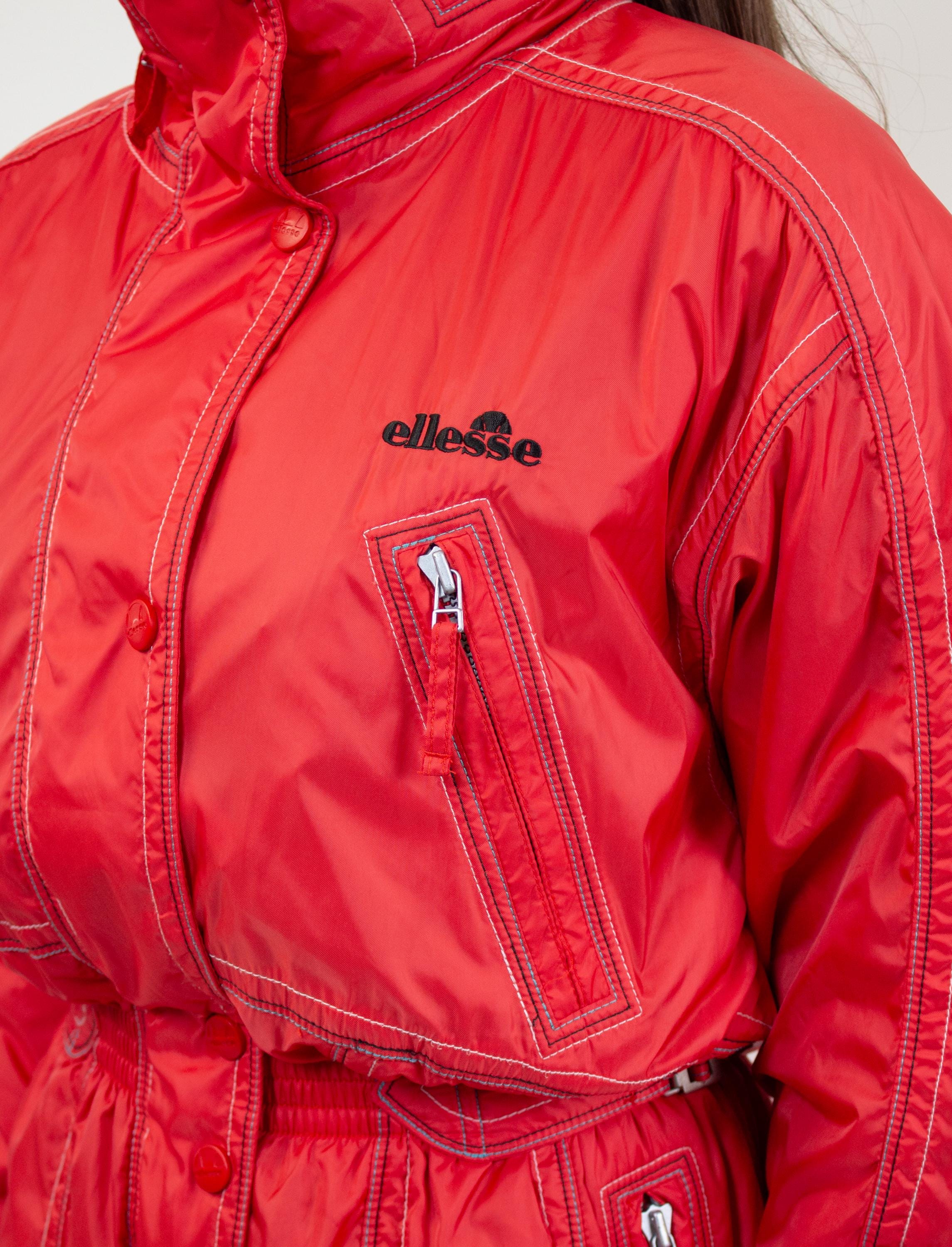 Vintage 90s Ellesse One Piece Ski Suit Hooded Retro Snowsuit, Size