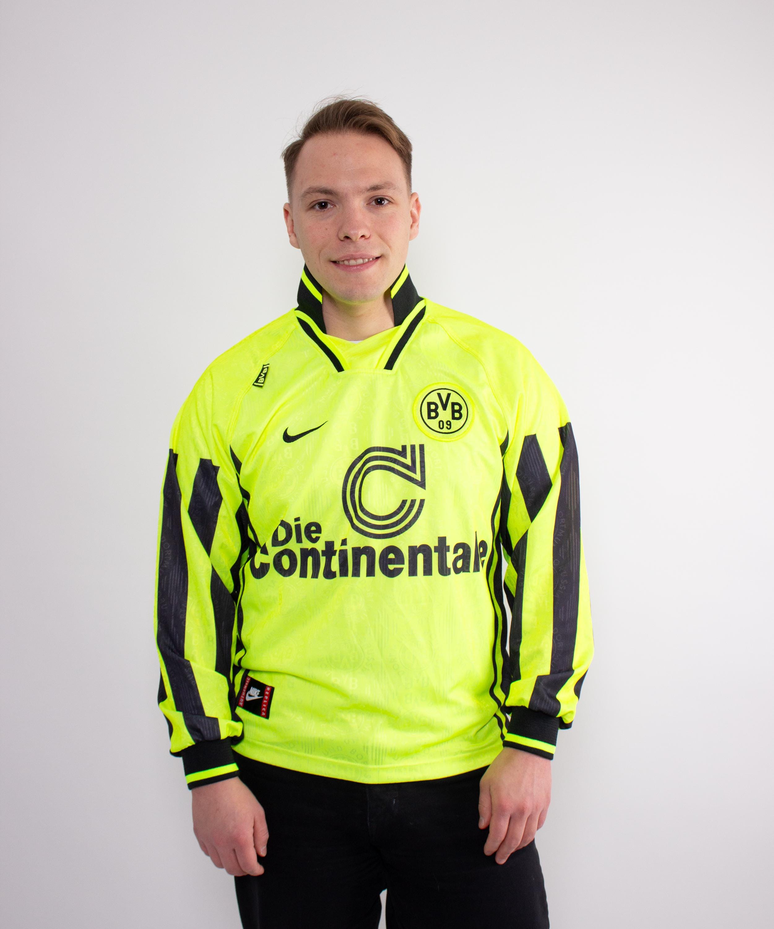 Vintage 90s BVB Borussia Dortmund Nike Jersey, Neon Yellow
