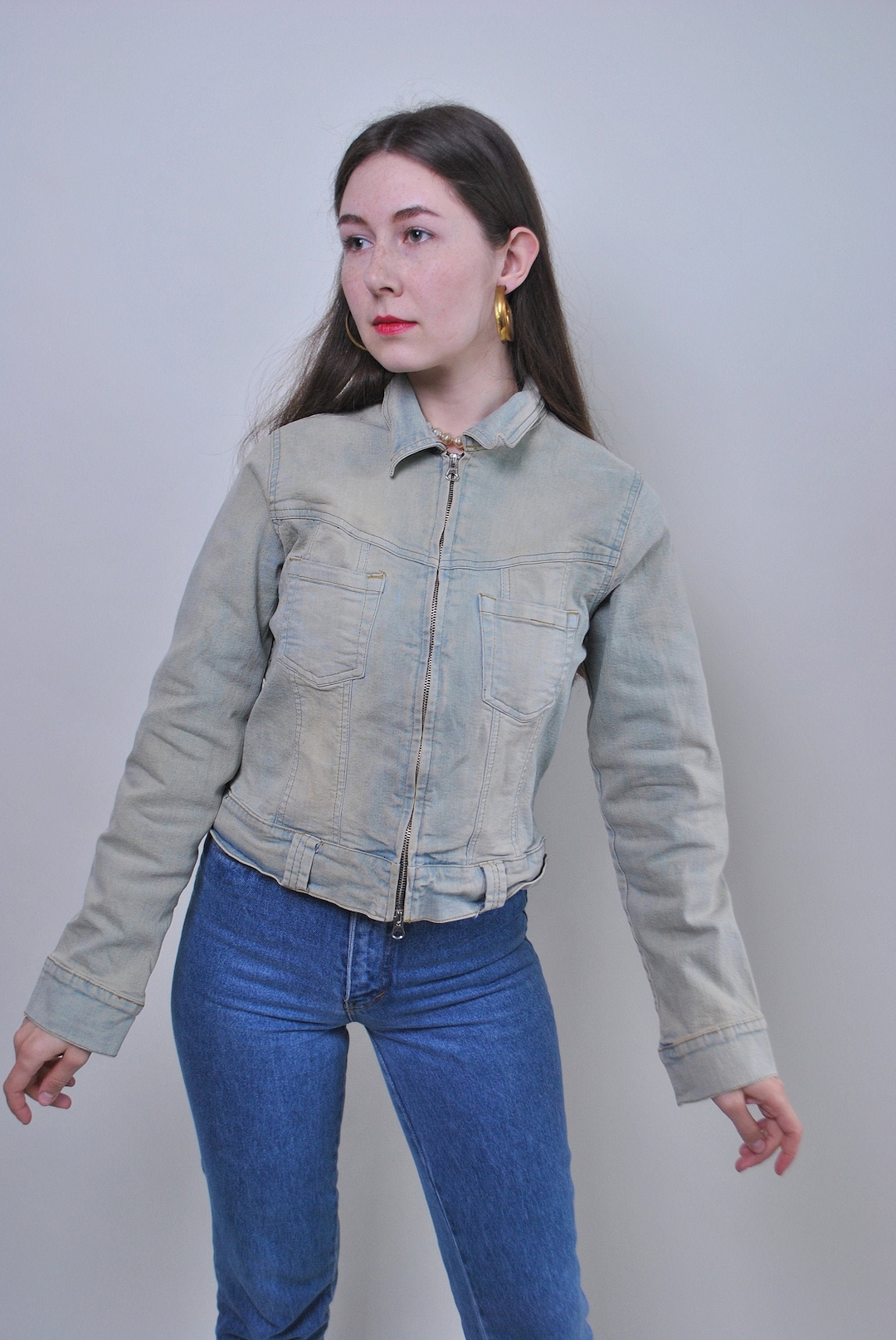 Y2K Black Faux Leather Cropped Jacket with Pockets main image 1