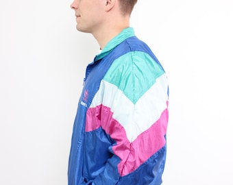 ジャケット・アウター VINTAGE 80'S WINDBREAKER ADIDAS SPORT Vintage ADIDAS Jacket Size L/XL Blue red sport classic 80s