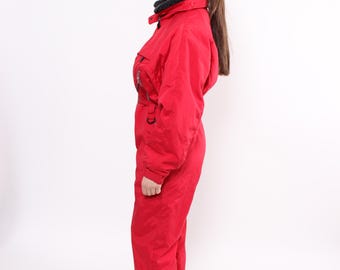 Combinaison De Ski Vintage Années 90 - Une Pièce Color Block Multicolore Taille S Femme