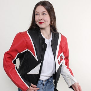 vintage 90s leather Motorcycle jacket