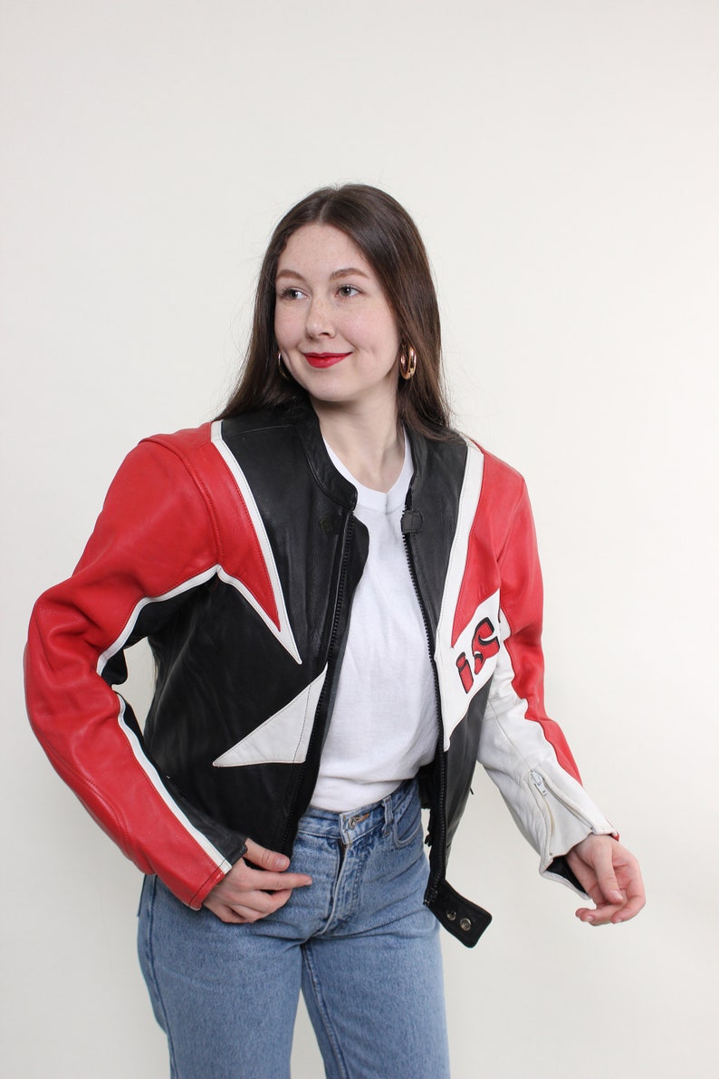 vintage 90s leather Motorcycle jacket