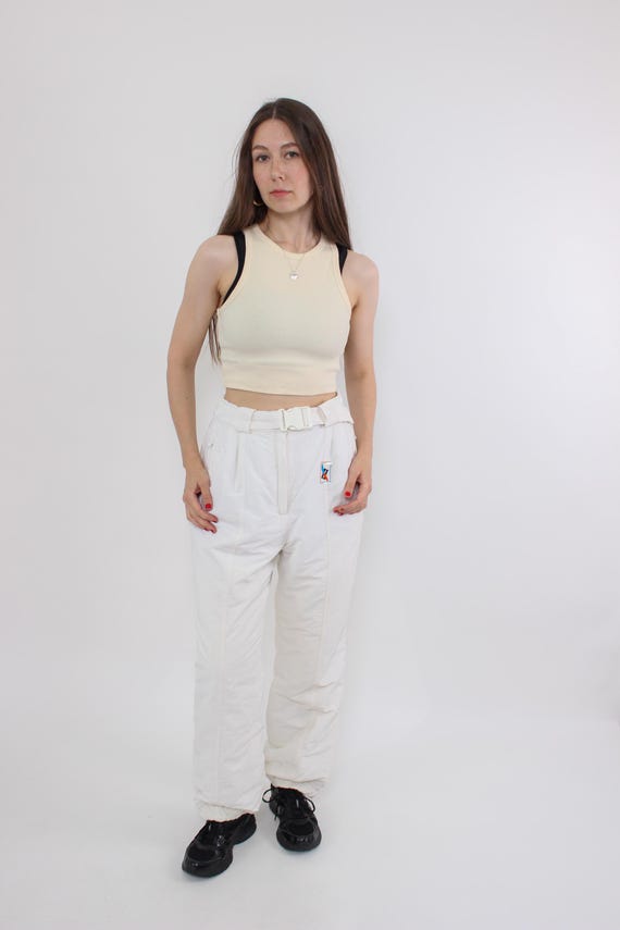 Vintage 80s White Ski Pants: Made in Italy - Retro Snowboard Trousers