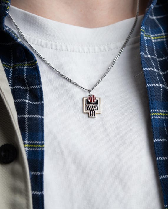 Basketball Enamel Pendant Necklace Vintage Sports Charm Streetwear Jewelry Gift
