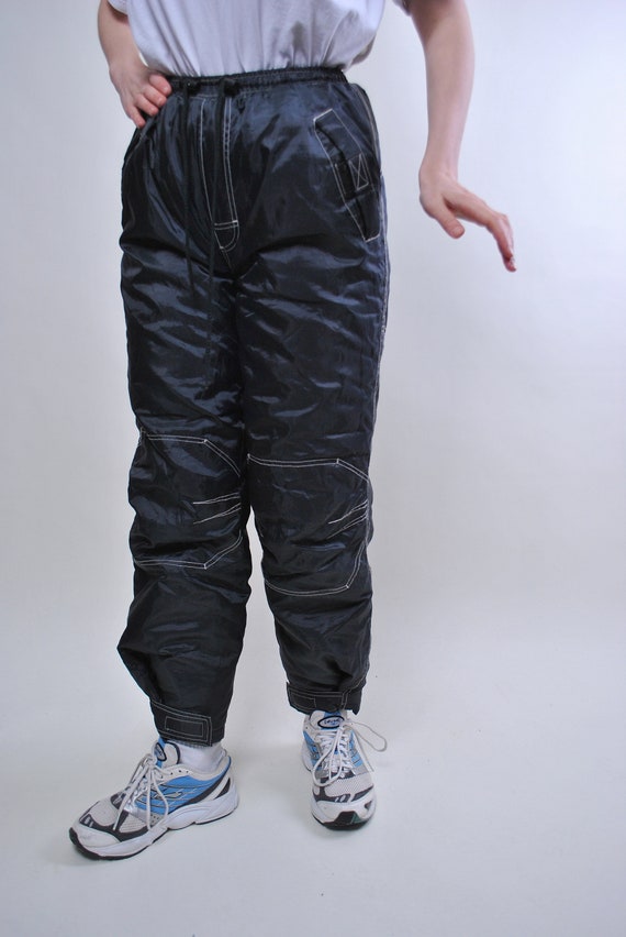 Vintage women black skiing pants, retro snow trou… - image 1