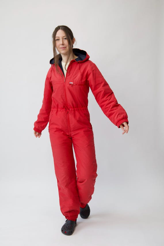 Vintage 80s VdeV Paris Red Ski Suit One Piece Size S
