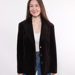 90s corduroy blazer in brown, vintage casual style cord suit jacket, Size L