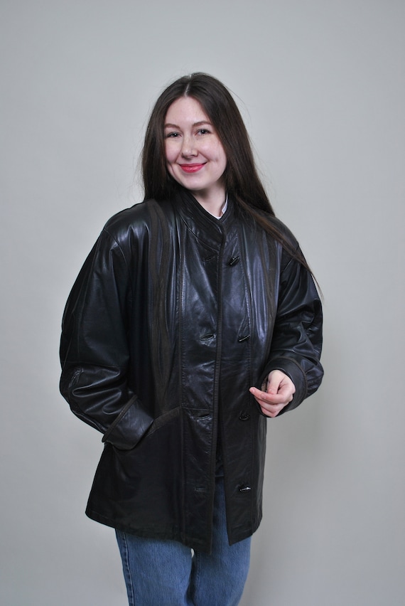 Black leather jacket vintage hot sale