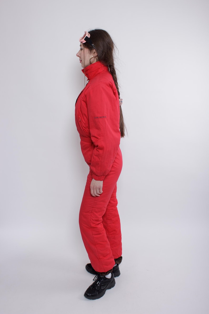 Snowsuit Texture 90s One Piece Ski Suit, Vintage Winter Jumpsuit, Retro Snowsuit in Red ...