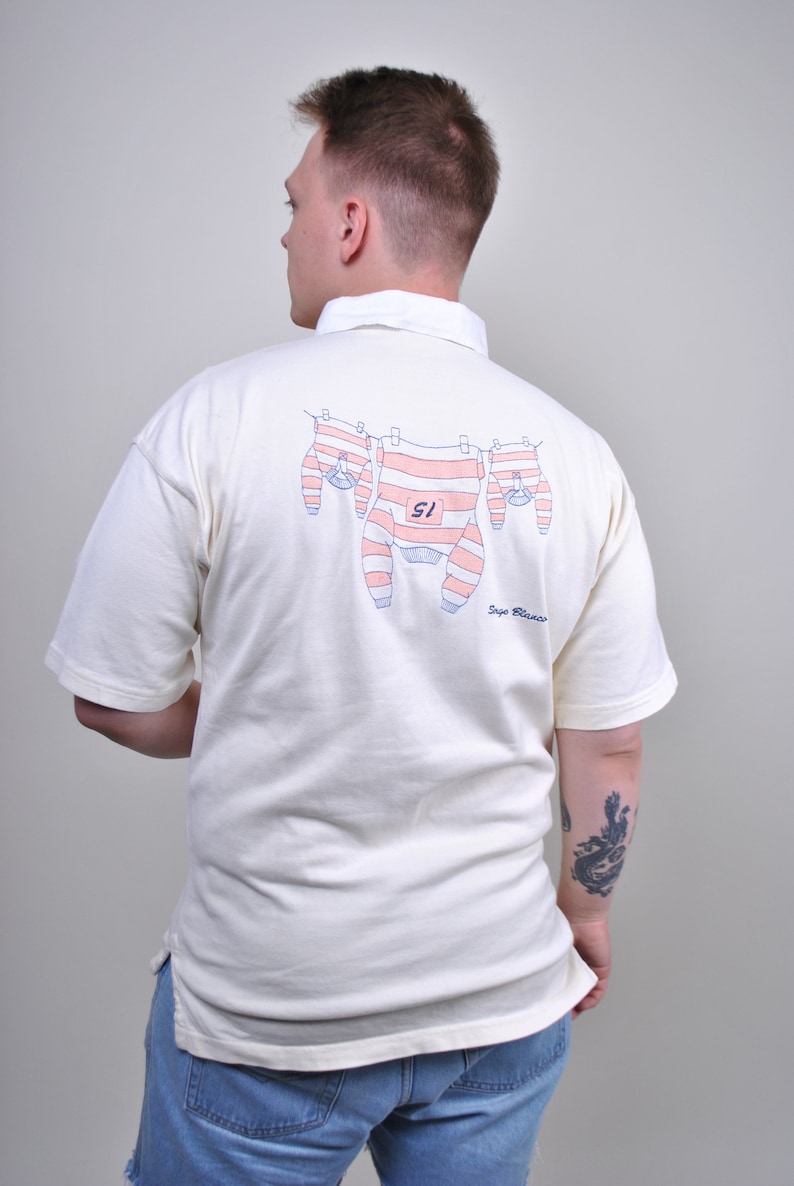 Pink Embroidery 90s 80s Retro Short sleeve Men/'s Pattern shirt Funny tee Sox embroidery Vintage White Polo Sport t-shirt Size M