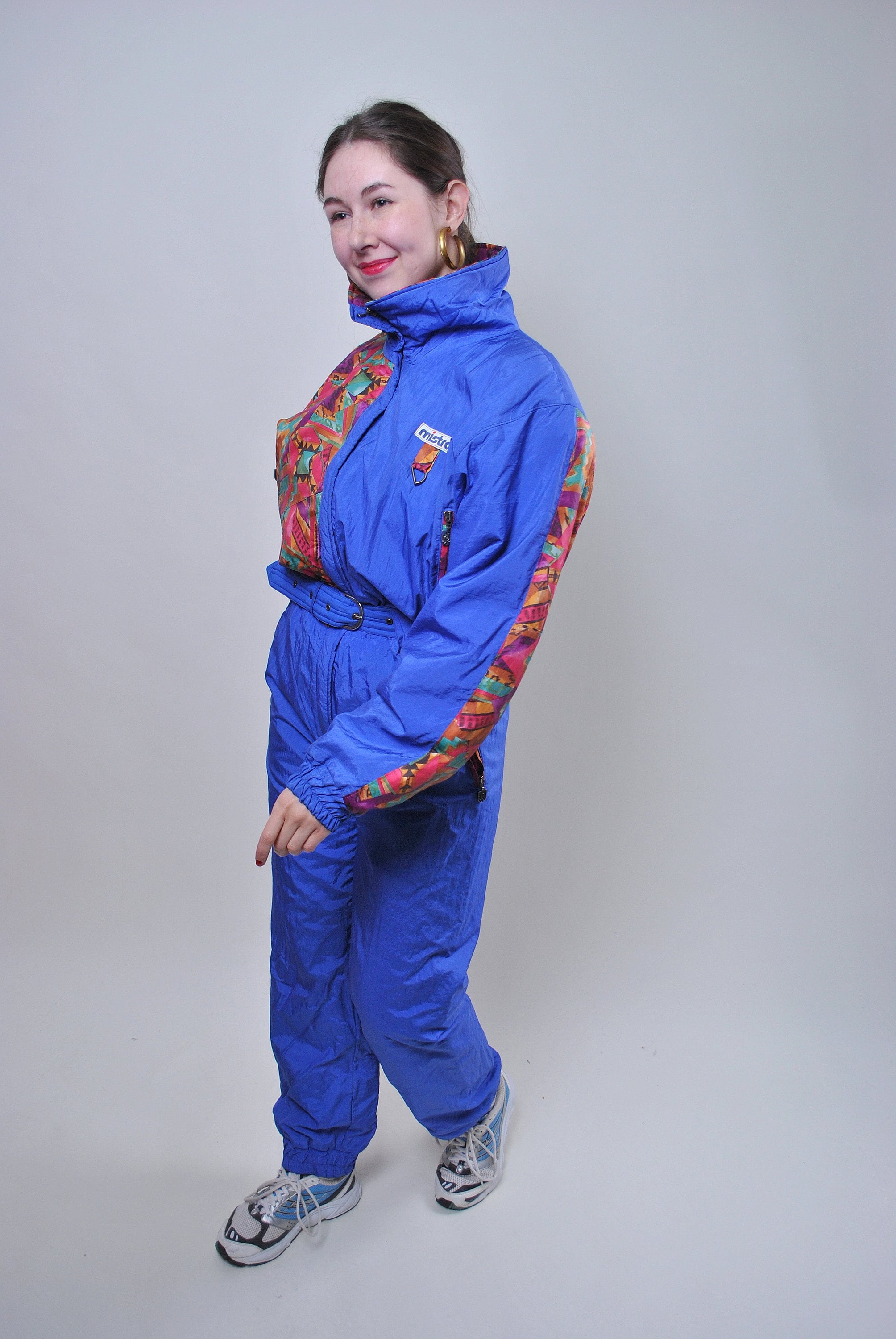 Vintage one piece abstract ski suit retro blue snow suit | Etsy