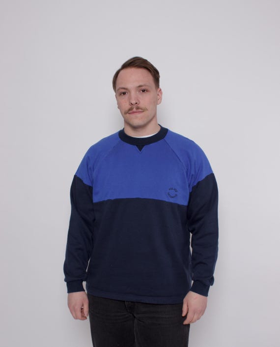 Vintage Police Nationale Sweatshirt Mens M Blue Crewneck French Police Retro