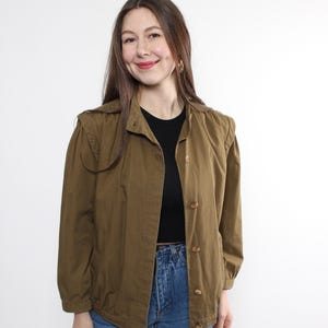 90s lightweight bomber jacket in beige, vintage military style crop jacket, Size M