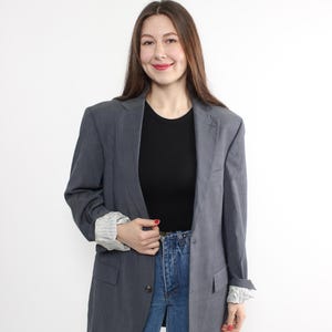 90s Boss minimalist wool blazer, vintage women suit jacket, Size L
