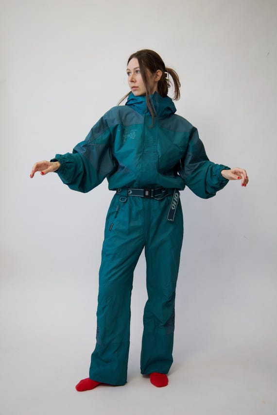 Vintage 90s One Piece Ski Suit Women’s Snowsuit, Retro Full Body Jumpsuit, Size M