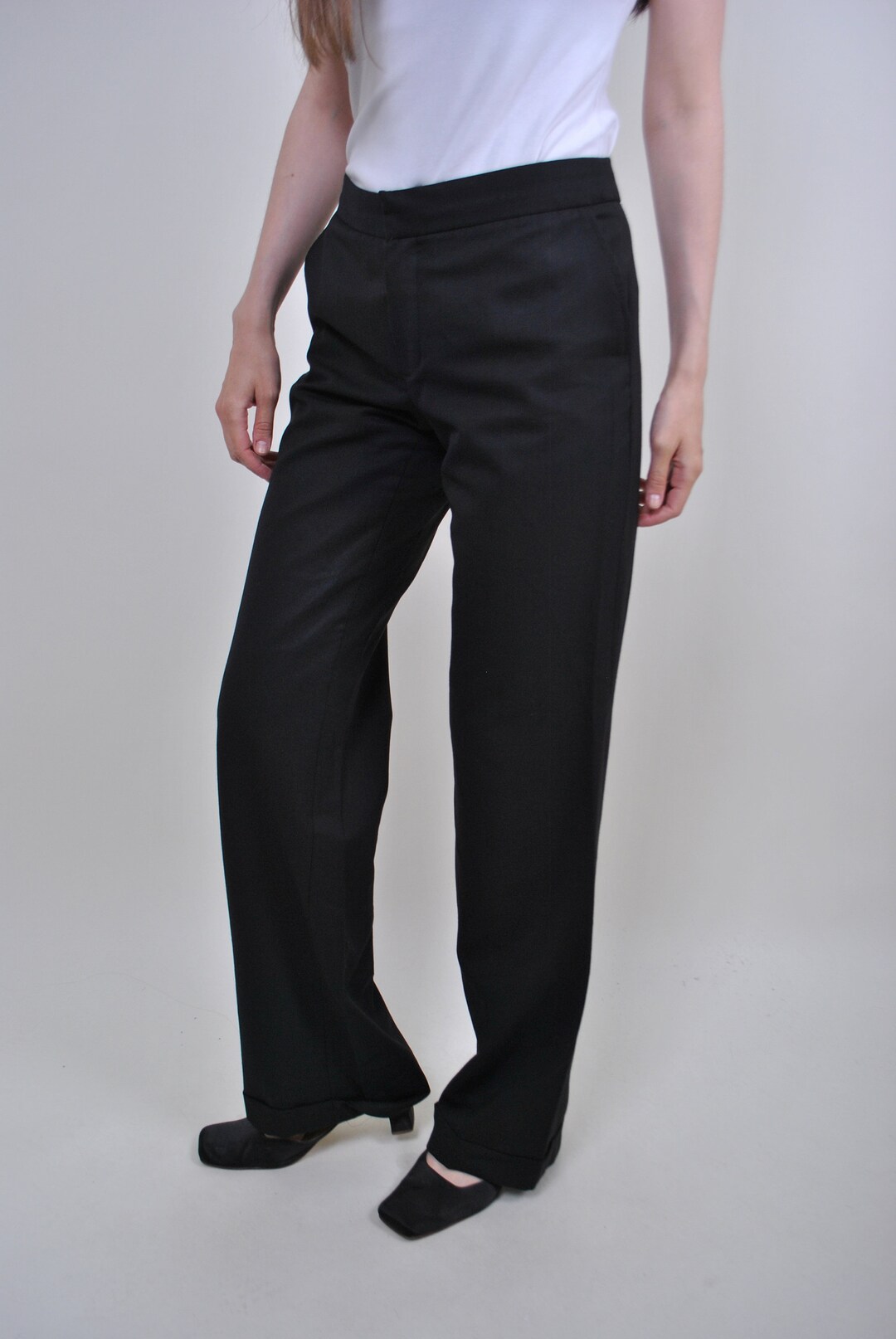 Black Formal Straight Pants, Vintage Evening Suit Trousers, Size W 30 — free download