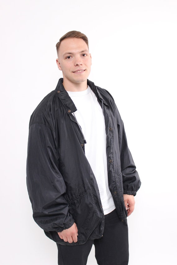 90s Oversized Coach Jacket, Vintage Black Sport Wear Jacket 90s Oversized Coach Jacket, Vintage Black Sport Wear Jacket