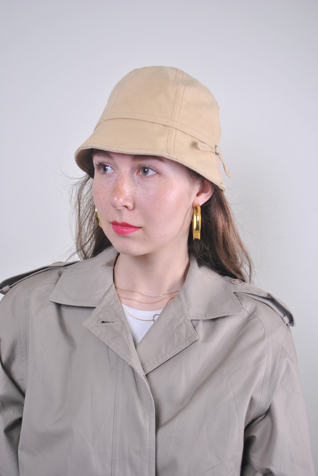 Beige Bucket Hat 90s Autumn Hat Casual Suit Hat Etsy
