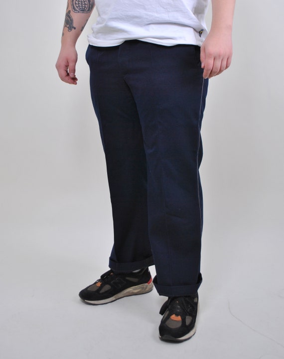 90s work wear blue trousers, vintage lampas suit pants