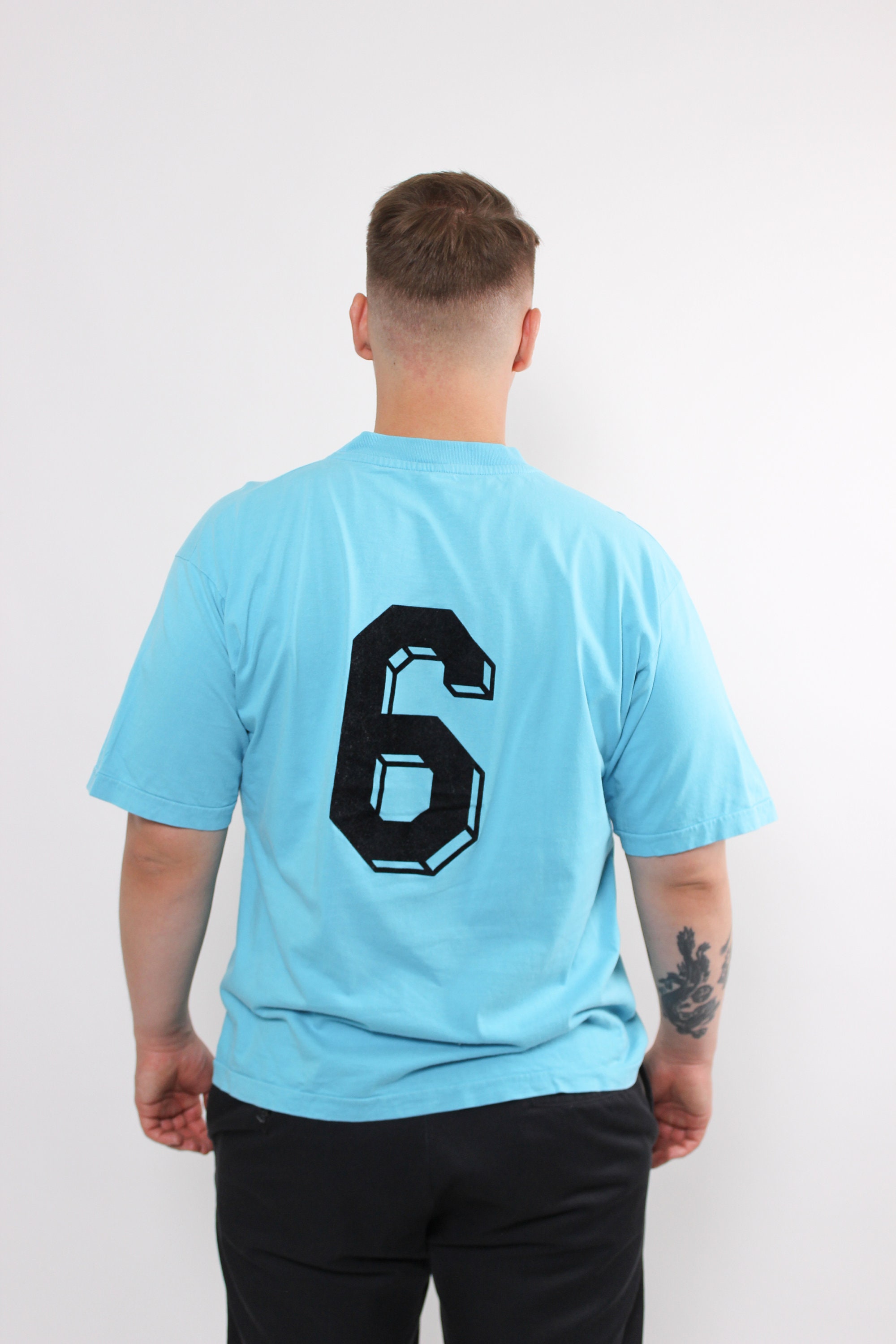 80s Funky Print Football T-shirt, Vintage Crew Neck Retro