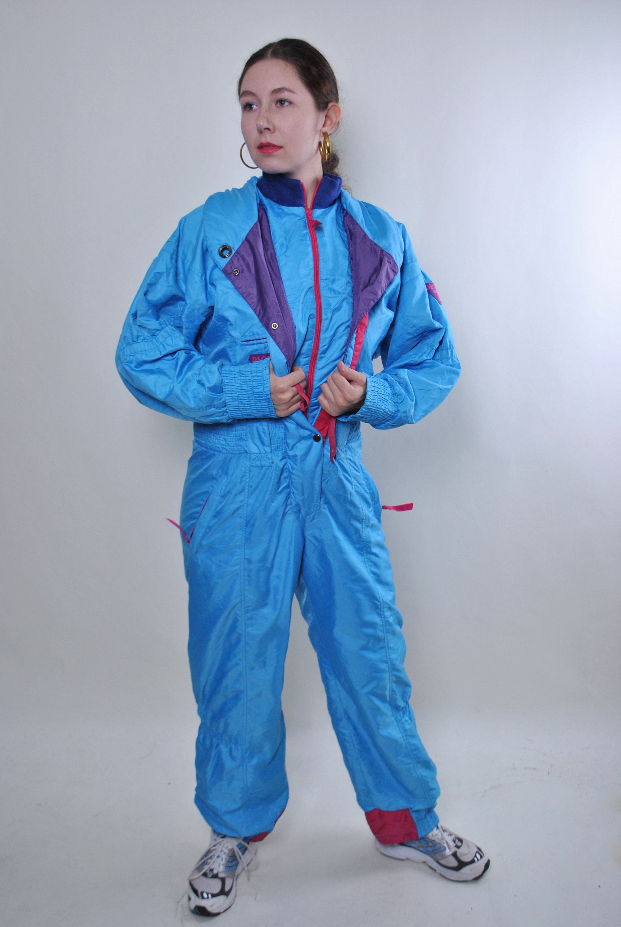 80s blue one piece ski suit women vintage snow suit Size M Etsy