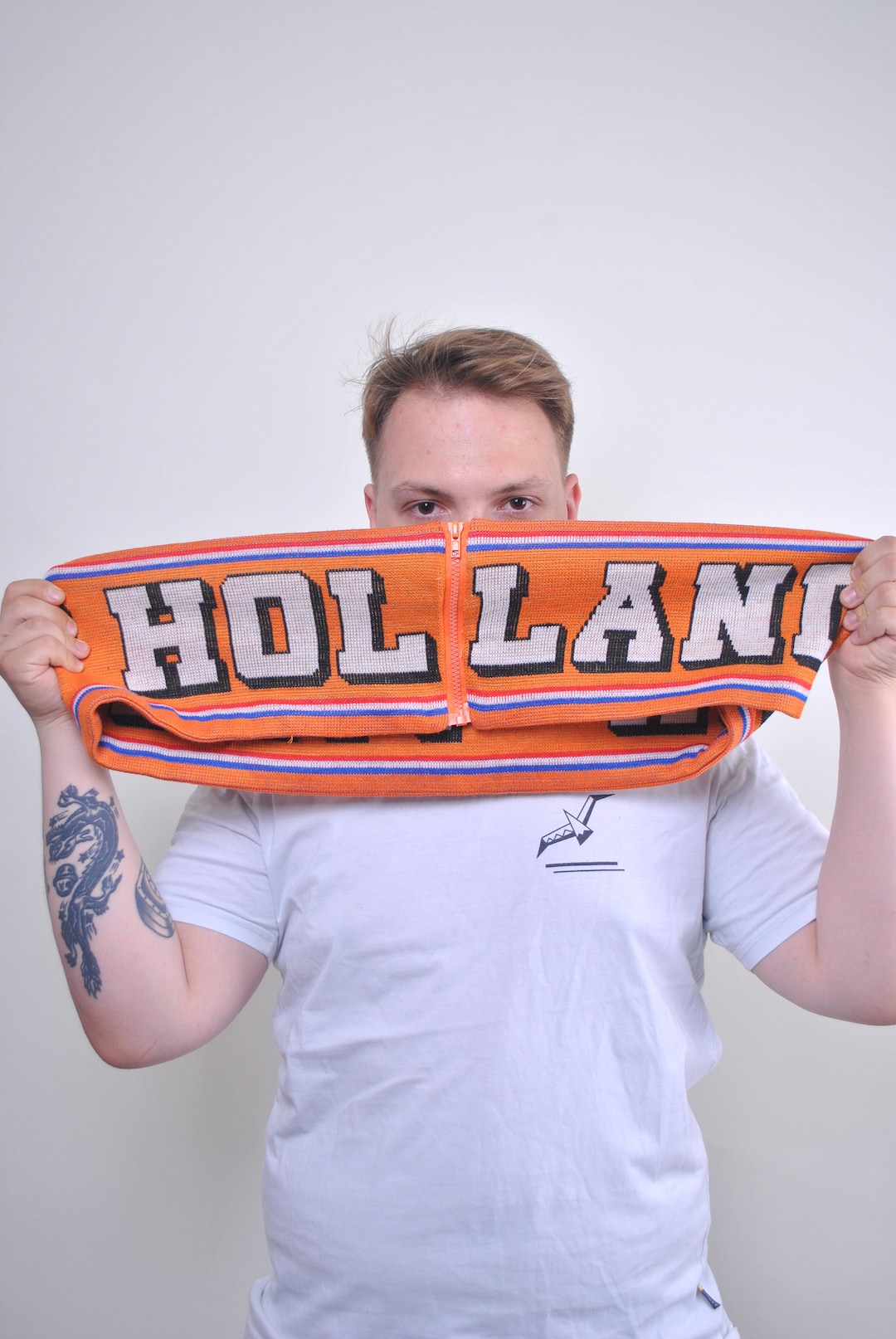90s Holland Football Fan Scarf, Vintage Netherlands Zipped Soccer