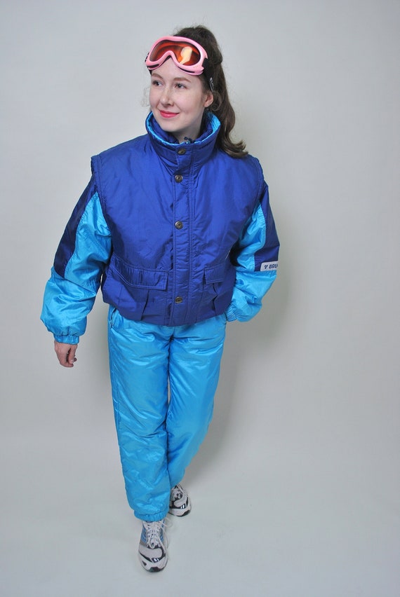 Women 80s Ski Suit Vintage One Piece 