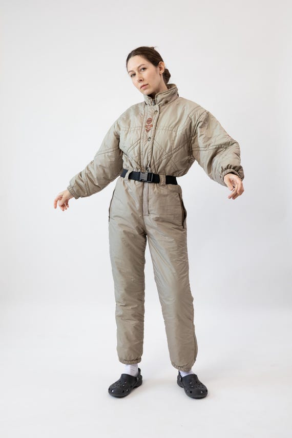 Vintage Skiss Taupe Ski Suit One Piece Made EEC Size S