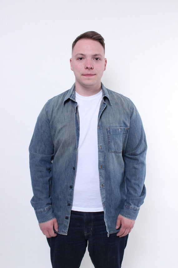 Calvin klein western denim deals shirt