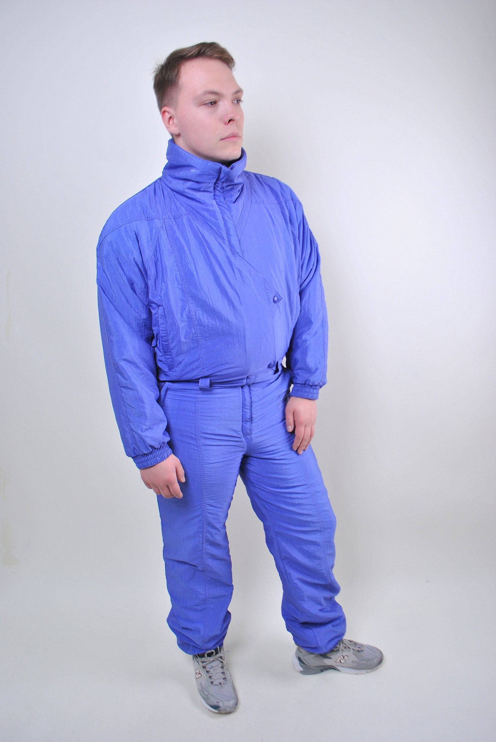 Vintage purple Italian man ski suit 80s one piece snow suit Etsy