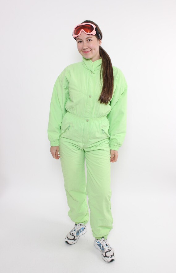 Vintage 80s One Piece Ski Suit, Women’s Snowsuit Winter Overall Size M