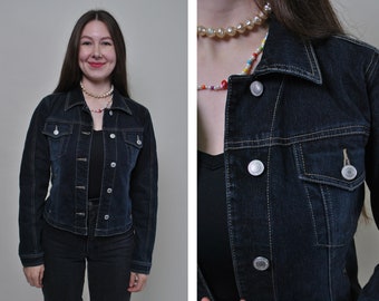 Cropped Denim jacket, vintage trucker jacket, Size S