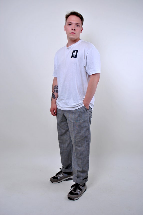 Buy 90s Formal Suit Pants, Vintage Wide Plaid Trousers, Size W 36