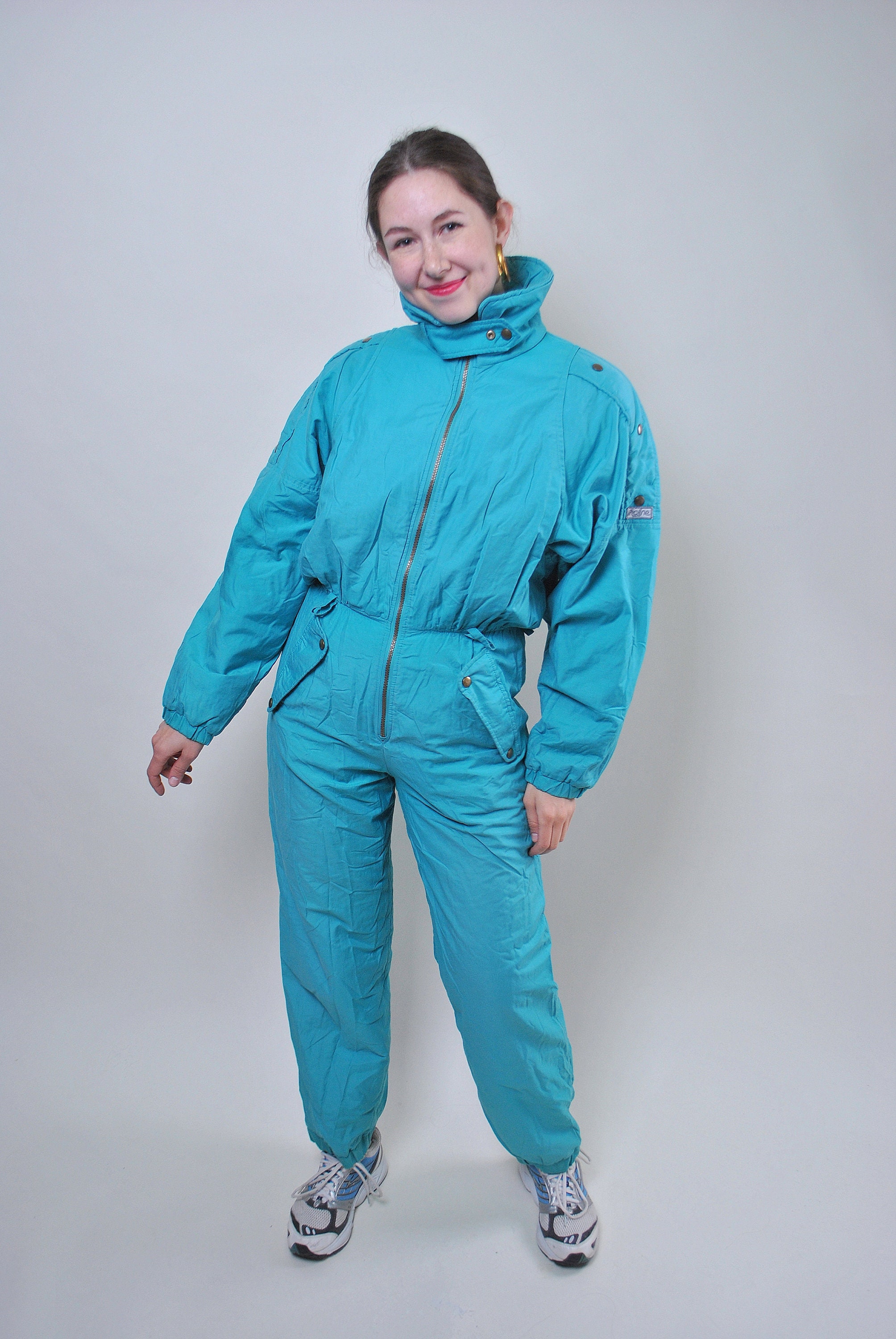 Vintage one piece blue ski suit women snow suit retro Size M | Etsy
