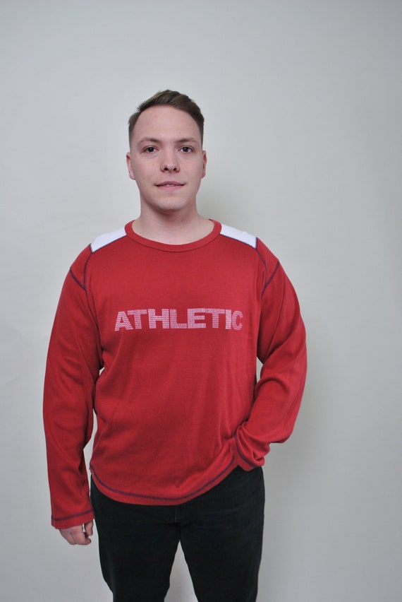 Vintage Y2k Red Athletic Sweatshirt - Cotton Pullover, Size L