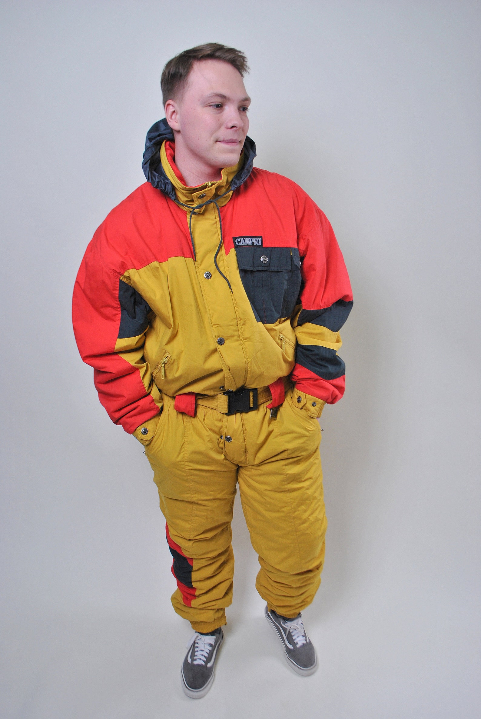 Vintage one piece yellow ski suit retro plus size snow suit Etsy