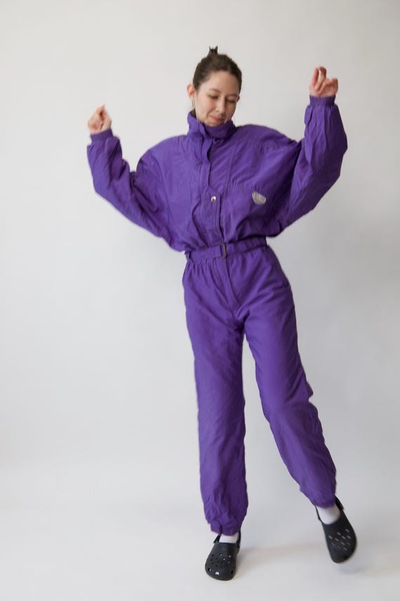 Vintage Purple Ski Suit One Piece Snowsuit Size M